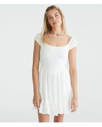 Aéropostale - Solid Scoop-Neck Smocked V-Waist Mini Dress - Lyst