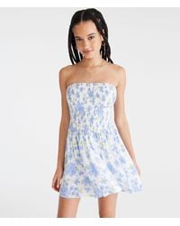 Aéropostale - Floral Strapless V-Waist Mini Dress - Lyst