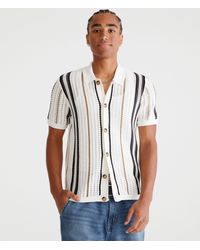 Aéropostale - Striped Open-Knit Sweater Shirt - Lyst