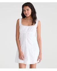 Aropostale Solid Square-Neck Corset A-Line Mini Dress in White | Lyst