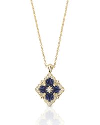 Buccellati Opera Tulle - Pendant Necklace, 18k Yellow Gold With Cathedral Blue Enamel And Diamonds - Multicolor