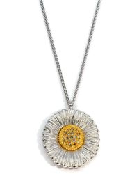 Buccellati Blossoms Daisy - Pendant Necklace With Brown Diamonds, Sterling Silver And Gold Accents - Metallic