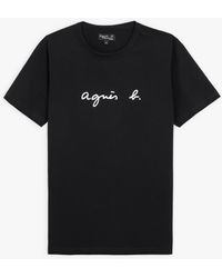 agnès b. Black Short Sleeves Coulos "agnès B." T-shirt