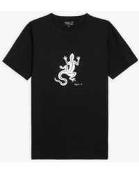 agnès b. Black Short Sleeves Coulos Lizard Men's T-shirt