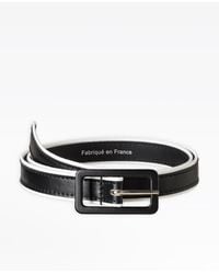 agnès b. Black And White Leather Pauline Belt With Contrasting Details
