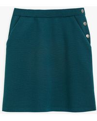 agnès b. Peacock Blue Merino Wool Mini Skirt