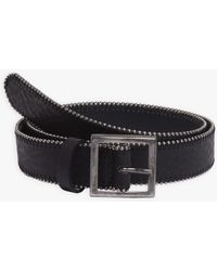 agnès b. Black Leather Belt With Metal Beads