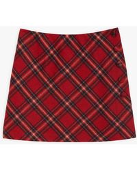 agnès b. Red Checked Wool Mini Skirt