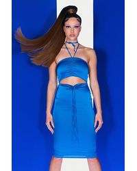 AKIRA Best Guest Satin Midi Dress - Blue