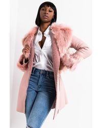 AKIRA Maple Pu Jacket With Faux Fur Collar And Wrists - Pink