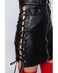 AKIRA Ammo X Let's Stay Together Pleather Lace Up Mini Skirt - Black