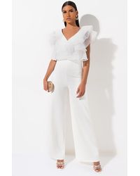AKIRA Celebrate Good Times Ruffle Jumpsuit - White