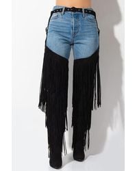 Cape Robbin All For You Thigh High Belted Fringe Boot - Black