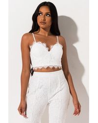 AKIRA Whats The Tea Lace Crop Top - White