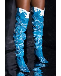 Cape Robbin Rockstar Western Over The Knee Boots - Blue