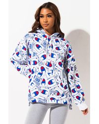 Champion Fleece Big C Script Logo Hoodie - Blue