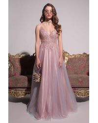 AKIRA Black Label Over All Of It Tulle Maxi Gown - Pink