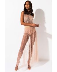 AKIRA Galaxy Pearl Mesh Maxi Skirt - Purple
