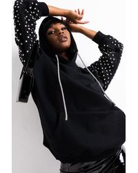 lipsy velour hoodie with diamante crown back