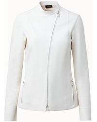 Akris Lamb Nappa Leather Blouse Jacket - White