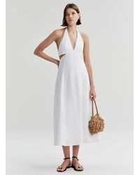 A.L.C. - Evelena Tie-back Linen Midi Dress - Lyst