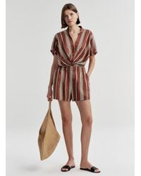 A.L.C. - Casey Striped Linen Short - Lyst