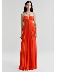 slim fit dress slacks Moira Satin Pleated Maxi Dress
