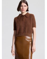 A.L.C. - Gio Brushed Alpaca Polo Top - Lyst