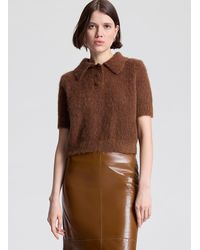 A.L.C. - Gio Brushed Alpaca Polo Top - Lyst