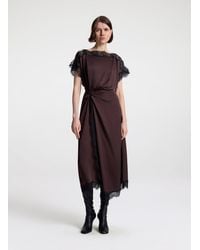 A.L.C. - Luna Satin And Lace Midi Dress - Lyst