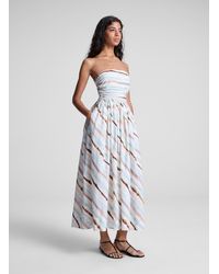A.L.C. - Tara Striped Strapless Midi Dress - Lyst