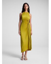 A.L.C. - Reagan Satin Pleated Midi Dress - Lyst