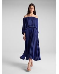 A.L.C. - Sienna Satin Pleated Off Shoulder Dress - Lyst