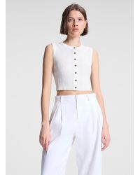 A.L.C. - Lottie Cropped Fine Cotton Knit Top - Lyst
