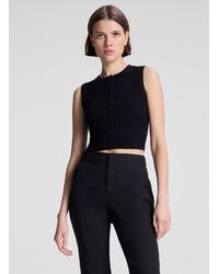 A.L.C. - Lottie Cropped Fine Cotton Knit Top - Lyst