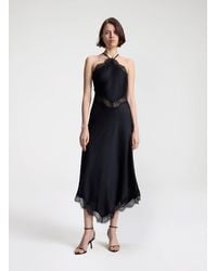 A.L.C. - Lucia Satin And Lace Midi Dress - Lyst