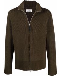 Maison Margiela Ribbed-knit Zip-front Cardigan - Green