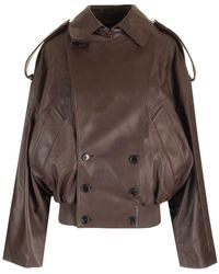 Loewe - Double-breasted Leather Jacket - Lyst