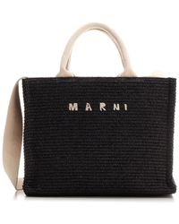 Marni - Black Raffia Tote Bag - Lyst