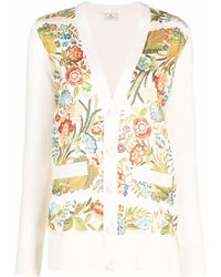 Etro - Floral Pattern Silk Panel Cardigan - Lyst