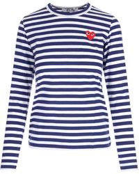 COMME DES GARÇONS PLAY - Striped Cotton Long-sleeved T-shirt - Lyst