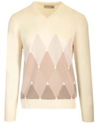 Ballantyne - Double Yarn Cashmere Diamond Sweater - Lyst