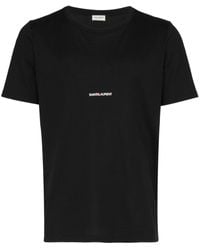 Saint Laurent - Black T-shirt With Logo - Lyst