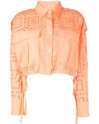 MSGM - Broderie-anglaise Cropped Shirt - Lyst