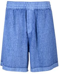 Burberry - Light Blue Linen Shorts - Lyst