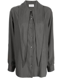 Lemaire Tie-neck Silk Shirt - Grey