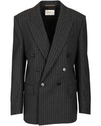 Saint Laurent - Cassandre Double-breasted Jacket Jackets Grey - Lyst