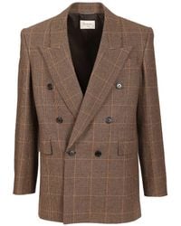 Saint Laurent - Prince Of Wales Wool Jacket - Lyst