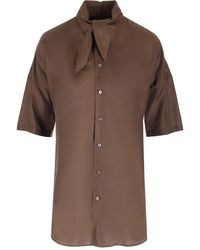 Lemaire - Silk Shirt With Scarf Collar - Lyst