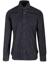 Barba Napoli - Dark Blue Denim Dandy Shirt - Lyst